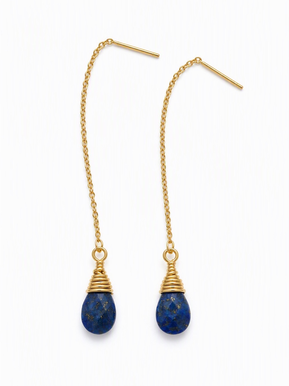18k Gold plated threads with natural Lapis
